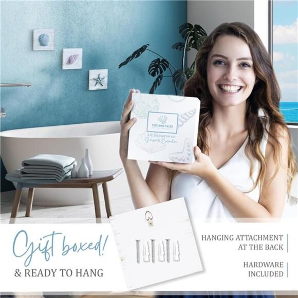 Seashell Decor with Starfish for Beach Bathroom Decor, - Picture 6 of 7